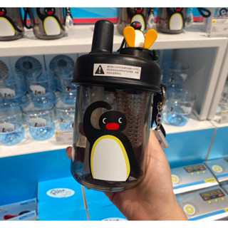 【現貨免運｜隔日到貨｜全新正版授權】限量企鵝家族 PINGU 吸管水壺｜白色/黑色｜可愛造型隨行瓶 400ml