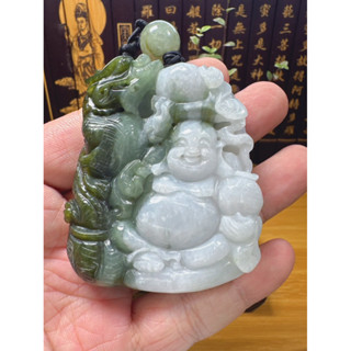 天然翡翠A貨-乘龍歡喜彌勒佛 商品編號060403