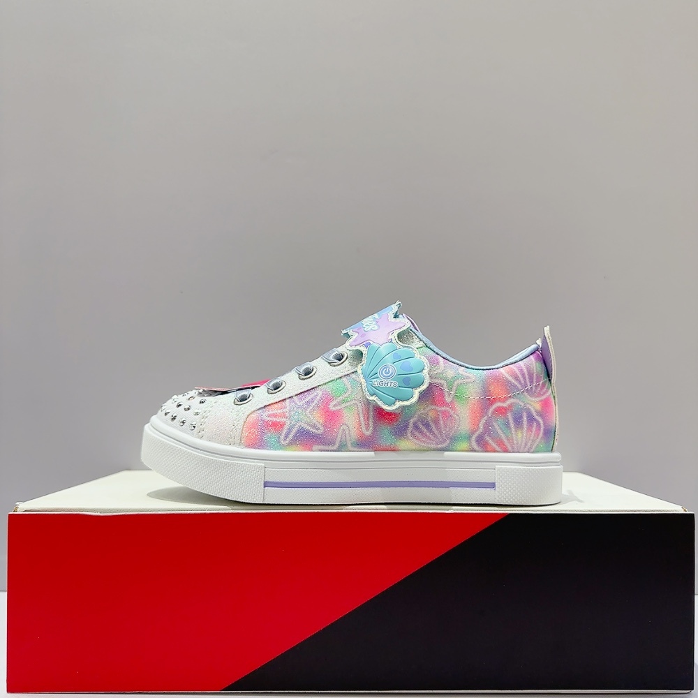 SKECHERS TWINKLE SPARKS 中童 藍紫色 貝殼 發光鞋 電燈鞋 休閒鞋 314824LWMLT