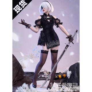 三分妄想 2B旗袍 短旗袍 cos服尼爾機械紀元cosplay性感黑色cosply服裝女 二手 9S A2 尼爾