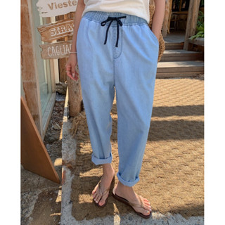 愛蜜麗韓國女裝 顯瘦綁帶牛仔老爺褲 🩵加大尺寸S-5XL