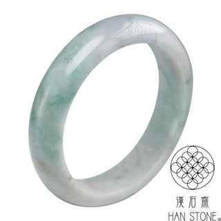 【漢石齋】天然翡翠A貨 手鐲玉鐲 春帶彩飄花種(手圍19.5/版寬16.4mm)
