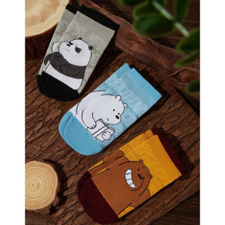 🐻🐼🐻‍❄️ We bare bears聯名 正版 熊熊遇見你周邊 咱們裸熊 襪子 短襪 腳踝襪 3入 阿極 胖達 大大