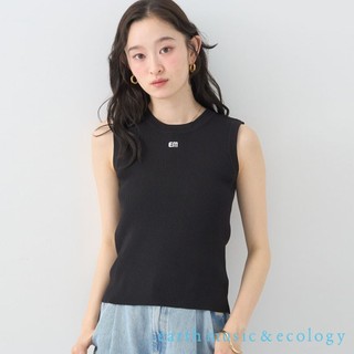 earth music&ecology 立體LOGO刺繡彈性羅紋圓領背心(01000527300)