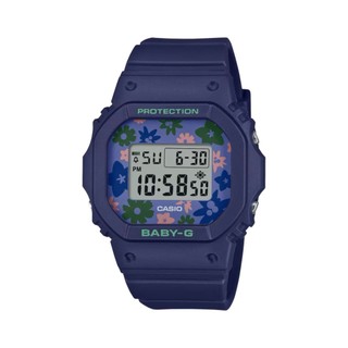 CASIO 卡西歐 BABY-G 花卉方形電子錶 多功能 100米防水 兩色 深藍/粉橘 BGD-565RP