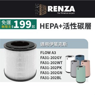 適用Electrolux伊萊克斯 Flow A3 空氣清淨機 FA31-202GY/WT/PK/GN/BL 濾網 濾芯