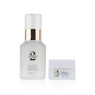 【百匡】藍銅燕窩勝肽抗老精華液 60ml + 雪絨花抗醣化眼霜 15ml - UNA