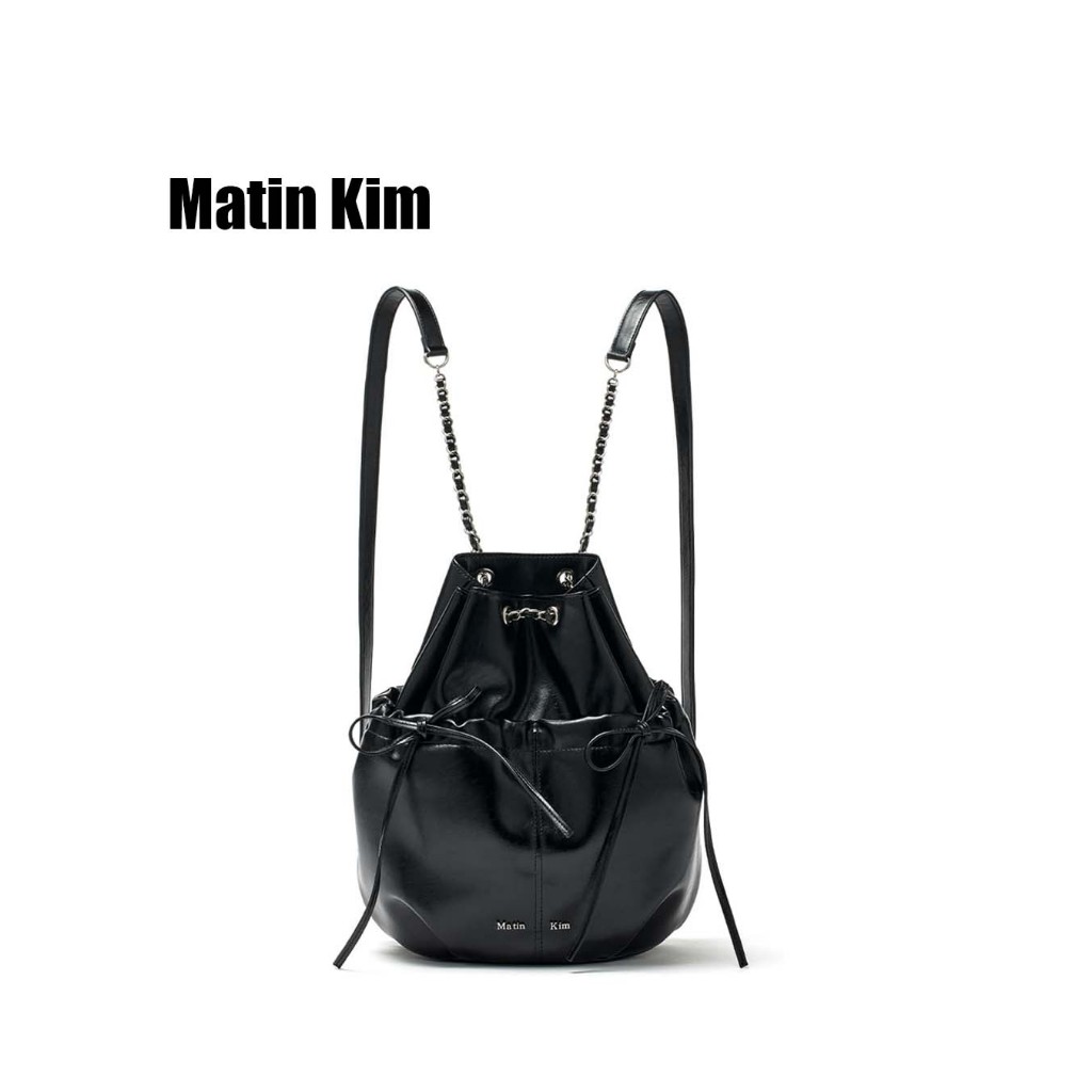 正韓直郵🇰🇷 Matin kim 後背包 新款皮質 雙帶抽繩包 手提包 大容量
