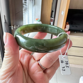 🧚‍♀️旺小妞🧚‍♀️天然青海和田玉手鐲 深湖水綠平安手鐲 玉鐲→圈口59.5