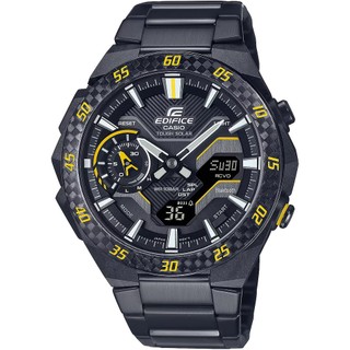 CASIO 卡西歐 EDIFICE 賽車方格旗 太陽能藍芽手錶-黑x黃色 ECB-2200RC-1A9 開學季禮物