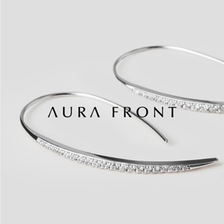 【Aura Front】Bamboo Leaf耳勾耳環 S925銀鑲嵌鋯石 輕奢優雅 臺灣出貨 禮盒包裝