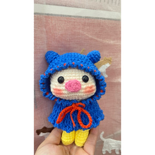瑪格手作 可愛雨衣斗篷小豬 送禮自用 玩偶 手作鉤織