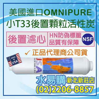 【水易購淨水】美國進口OMNIPURE - 小T33後置顆粒活性炭濾心NSF認證*正品代理商公司貨*〈新北新莊店〉