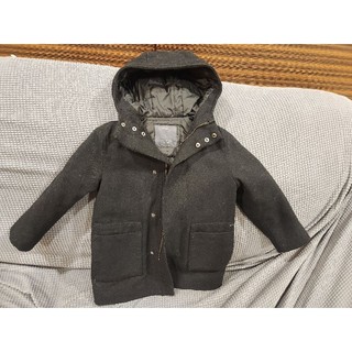 二手 ZARA KID 黑色連帽長版大衣 110cm