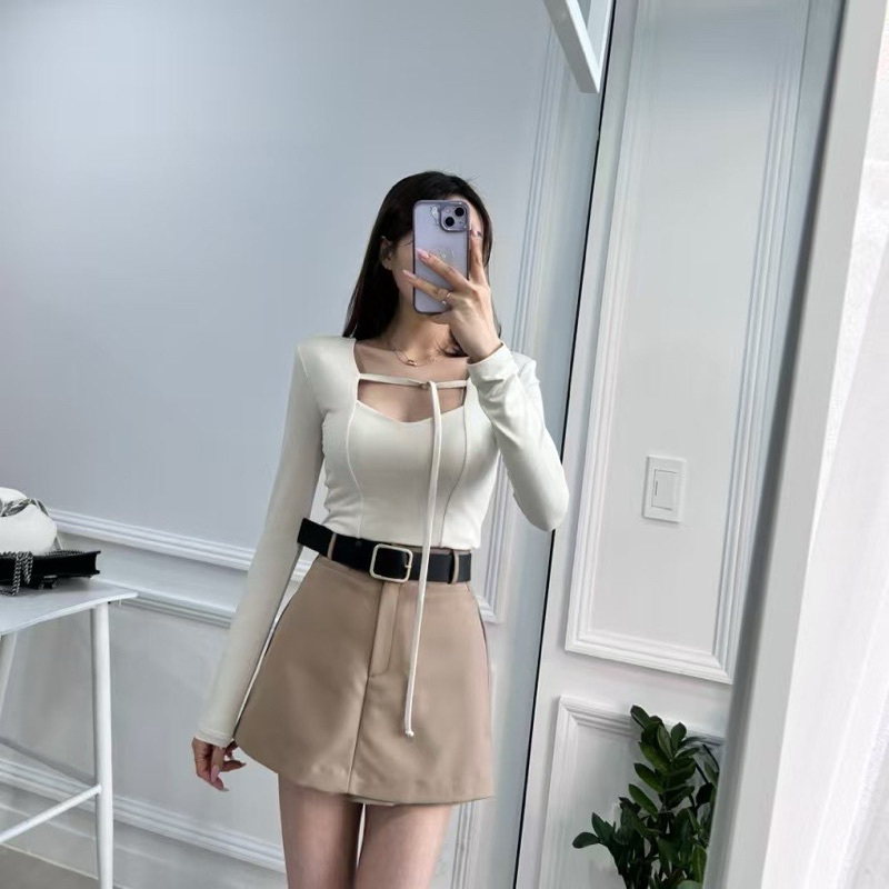 Imiu♡ᵕ̈｜+關注現折｜正韓🇰🇷 韓國製 隨便妳怎麼繞設計款 長袖 愛心領 彈性 上衣Slit 隋棠歐膩家