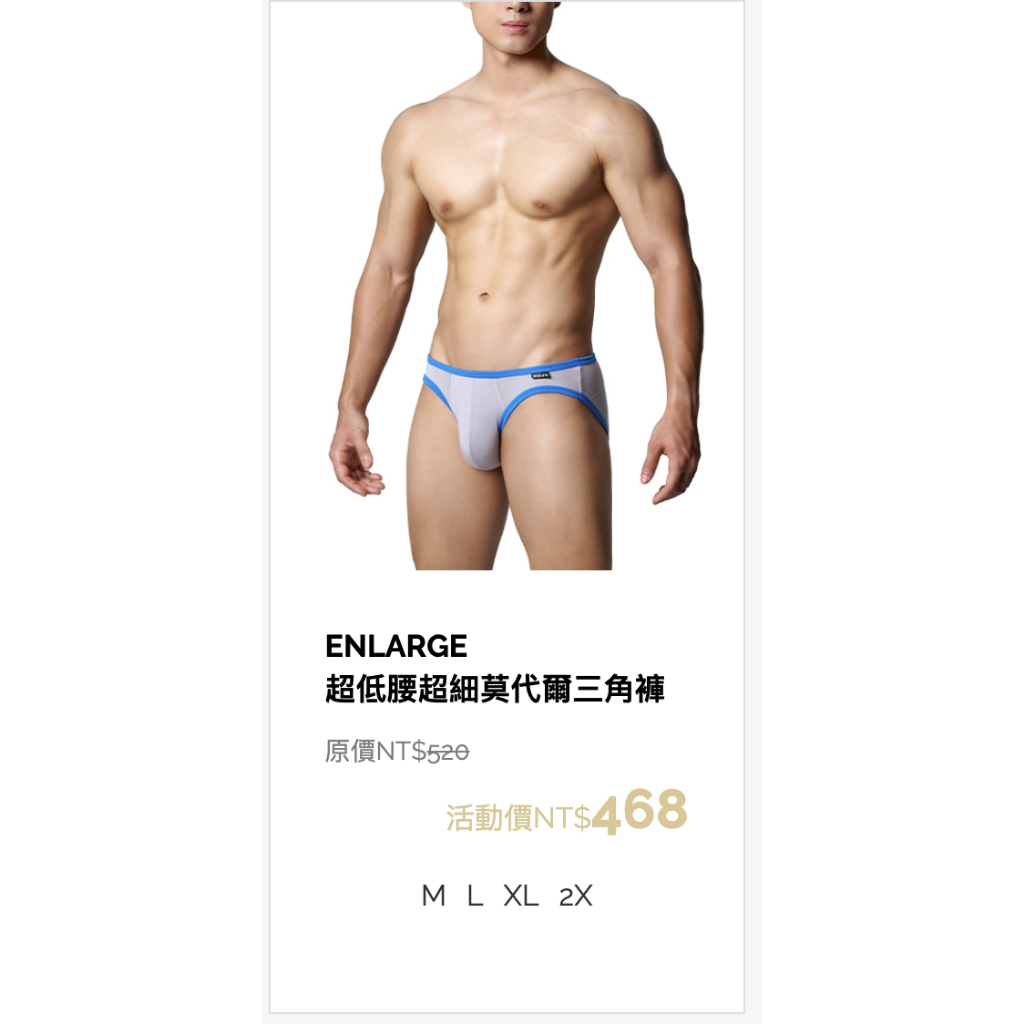 【二手】3GUN 三槍 ENLARGE  超低腰超細莫代爾三角褲 灰藍 L