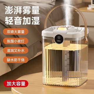 USB無線桌面雙噴加濕器｜三檔霧量靜音夜燈款【附氣氛小燈】