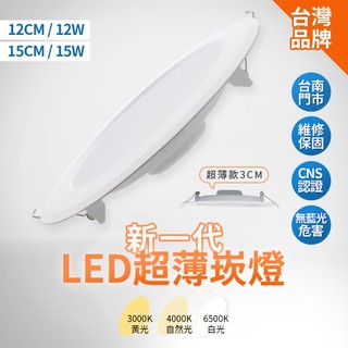 【臺灣品牌 實體門市】LED崁燈 12CM 15CM崁燈 12W 15W筒燈 附快速接頭 國家認證崁燈 沐月燈飾 亮博士