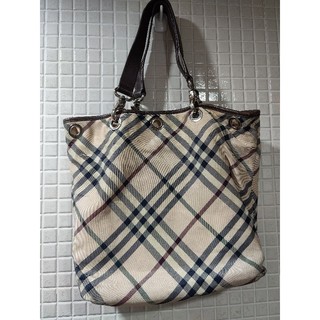 二手/日本藍標Burberry品牌/雙面2用包/格子皮革/手提包/單肩背包/時尚包包（約7-8成新）