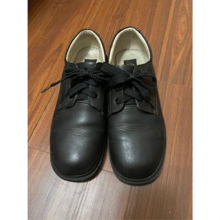 二手 真皮 手工 黑色 學生 皮鞋 25公分 7號