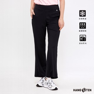【Hang Ten】女裝-恆溫多功能-WIDE FIT 涼感3M吸濕快乾寬版長褲(黑)