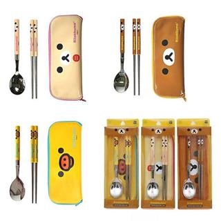 S MATE【現貨】❤️韓國 拉拉熊 牛奶熊 小雞 不鏽鋼 湯匙 筷子餐具袋 收納袋 3件式餐具組