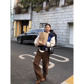 美拉德 復古燈芯絨休閒褲女新款直筒長褲