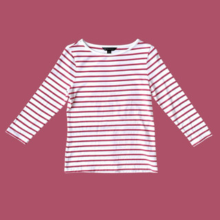 Brooks Brothers 346 粉色條紋七分袖針織tshirt