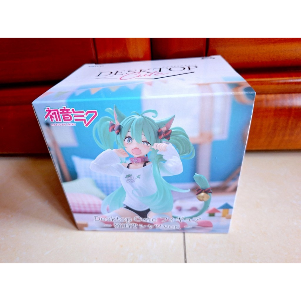 TAITO 初音未來 MIKU 貓耳T恤 Desktop Cute 哭哭 項圈 貓耳 坐姿 景品 模型 公仔