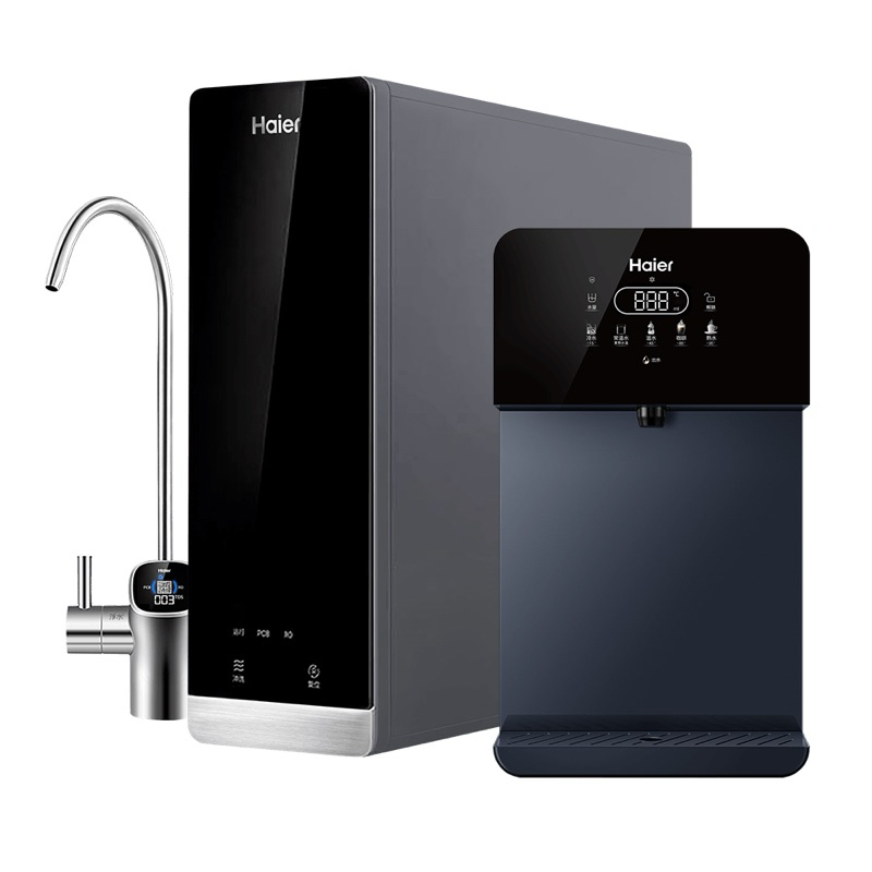 【安東企業社】 Haier海爾 壁掛UV瞬熱飲水機(黑)+RO800G鮮活淨水器