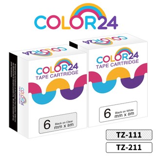 COLOR24 for Brother 6mm 白底 透明底 標籤色帶 副廠標籤帶 相容標籤帶 貼紙 PT-P710BT