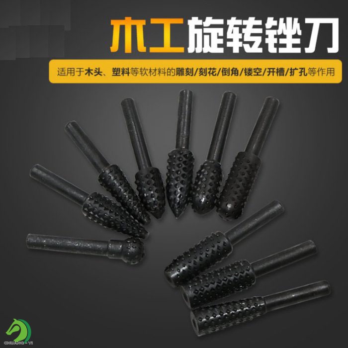 【創藝】電動旋轉銼刀(台灣快速出貨)（10件套裝組）木雕 根雕 銑刀 雕刻刀 木工打磨頭 雕刻 擴孔 刻花 開槽
