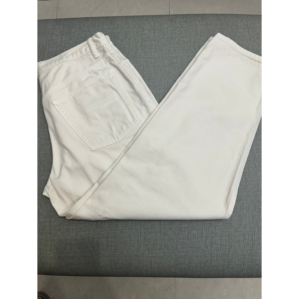 Uniqlo U 男裝 寬版多色牛仔褲 463915 W33 米白 (二手)