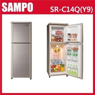 十倍蝦幣【SAMPO聲寶】140公升 一級能效 雙門冰箱 SR-C14Q(Y9) 宅配安裝，可回收舊機