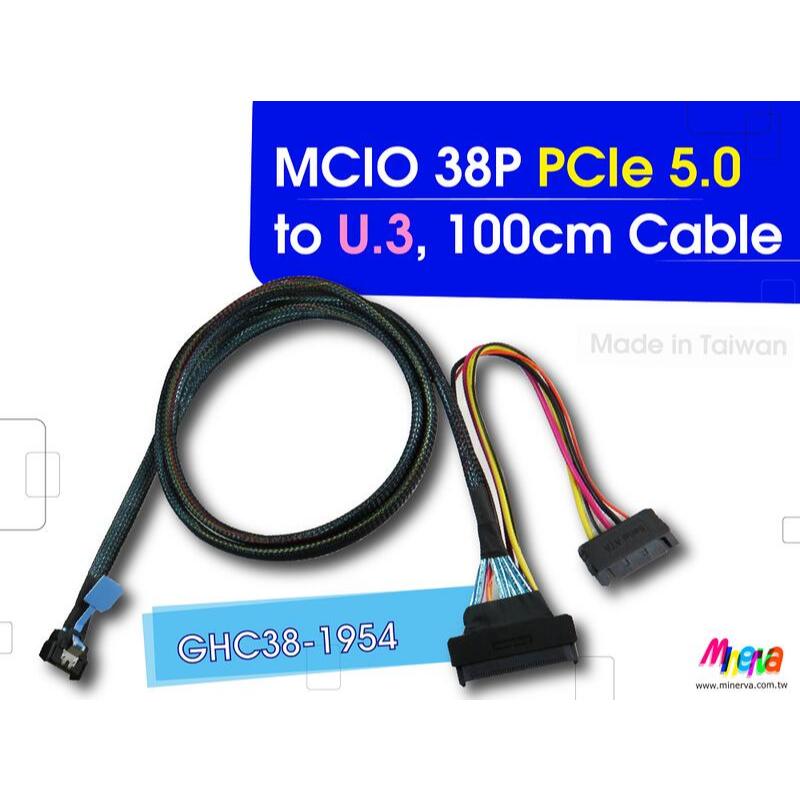 MCIO38P(SFF-TA-1016)PCIe 5.0 to U.3(SFF-8639), L=100cm Cable