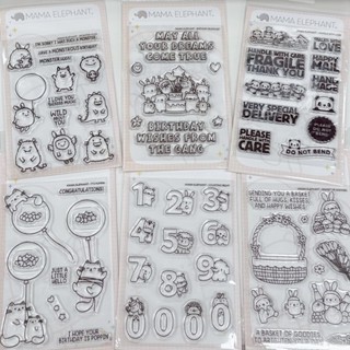 『牧莎記事』MAMA ELEPHANT 生日快樂 水晶印章 透明印章可愛印章手帳-MA-CS-