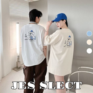 【JES】 韓國 質感 可愛 小熊 小狗 字母 塗鴉 印花 親膚 透氣 百搭 潮流 情侶 寬鬆 短袖 上衣 短T