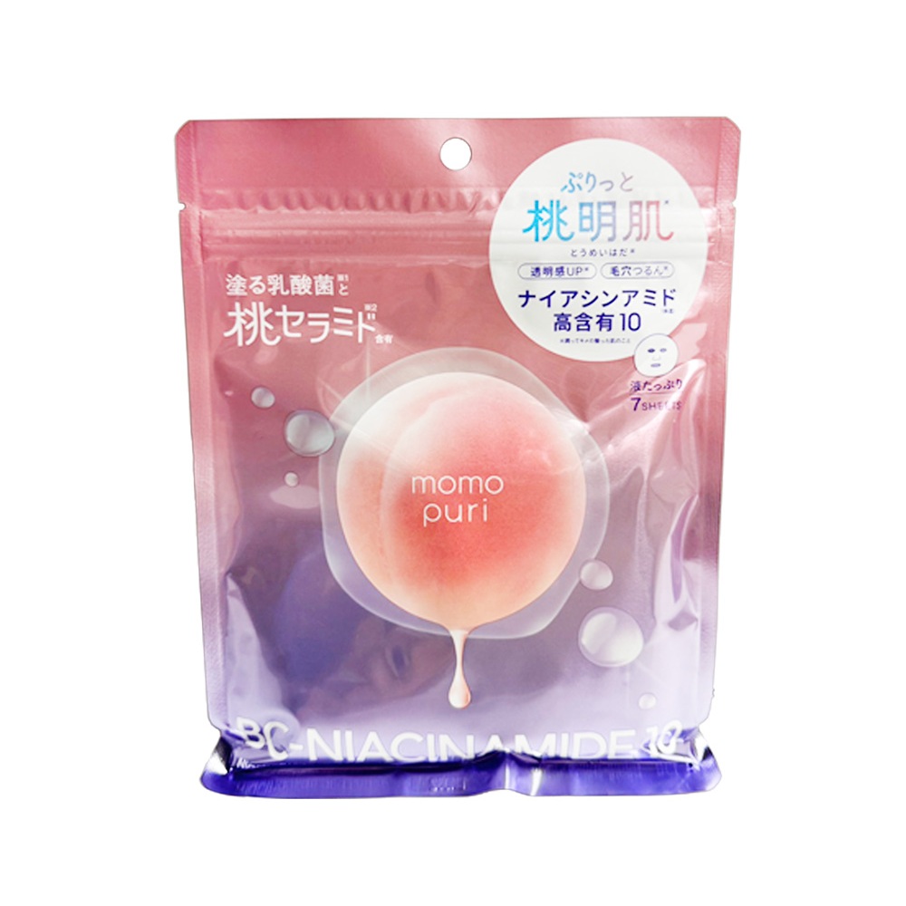 BCL momo puri 彈潤蜜桃透亮修護面膜 7枚入【Donki日本唐吉訶德】