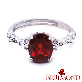 【BRILLMOND】2克拉 天然紅寶石榴石 925銀戒(天然寶石2克拉)