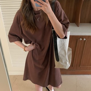 [韓系氣質爆棚✨穿出慵懶隨性美] 短袖洋裝 長版上衣 長版T恤 休閒洋裝 孕婦裝夏天 顯瘦洋裝