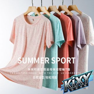 KIXY-現貨-女款圓領短袖 運動速乾衣 運動排汗衫 運動上衣 冰絲速乾衣 涼感T恤 衝鋒衣 圓領短袖 速乾衣男
