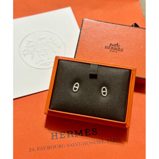 全新 Hermes 愛馬仕銀色豬鼻耳釘 耳環（超難找