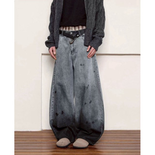 【PAGANS STORE】韓國 美式 復古 潑墨 畫家 彎刀 時尚 造型 春秋 質感 牛仔褲 彎刀褲 長褲
