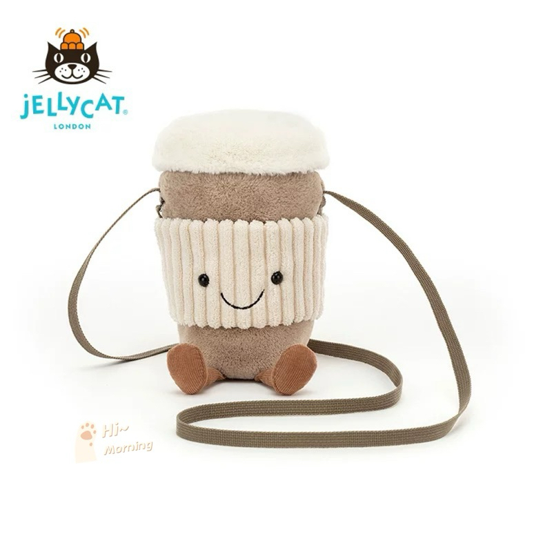 hi~morning🎀在途ღ正版！英國🇬🇧jellycat 拿鐵咖啡隨行杯包包 斜背包 果凍貓