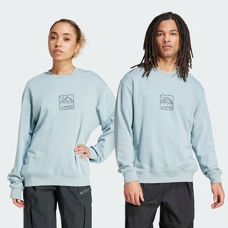 adidas 男款 女款 長袖上衣 大學T WILD CREW 湖水綠 JI9241
