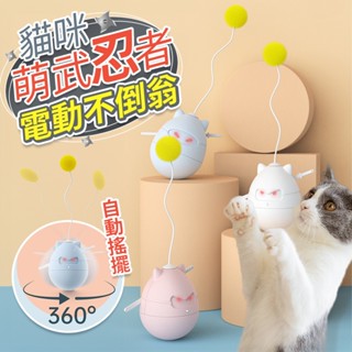 【臺灣現貨】貓咪不倒翁 逗貓不倒翁 貓玩具 逗貓玩具 貓咪玩具 不倒翁逗貓 自動逗貓 電動逗貓 寵物玩具 福媽寵物