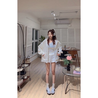🔥新品預購中🔥慵懶 時尚高階 空氣層 拉鏈 連帽 百搭奶白色 長版 外套【DoDo.】