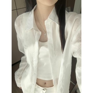 YOBARLA 長袖襯衫 春秋 薄外套 oversize 寬鬆上衣 長袖上衣 外套女 襯衣 防曬衫 休閒上衣
