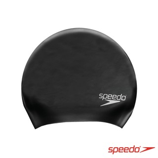 【Speedo】成人矽膠泳帽 長髮款 Long Hair 黑