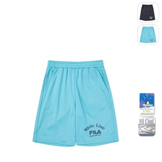 【FILA】KIDS 孩童款 吸濕排汗五分褲-湖水藍 1SHY-4415-MT